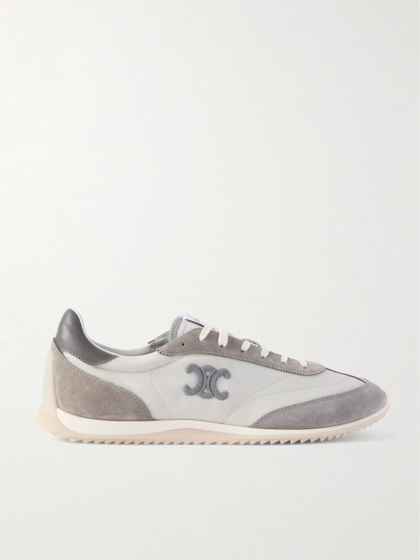 Racer Logo-Embroidered Suede, Leather and Shell Sneakers