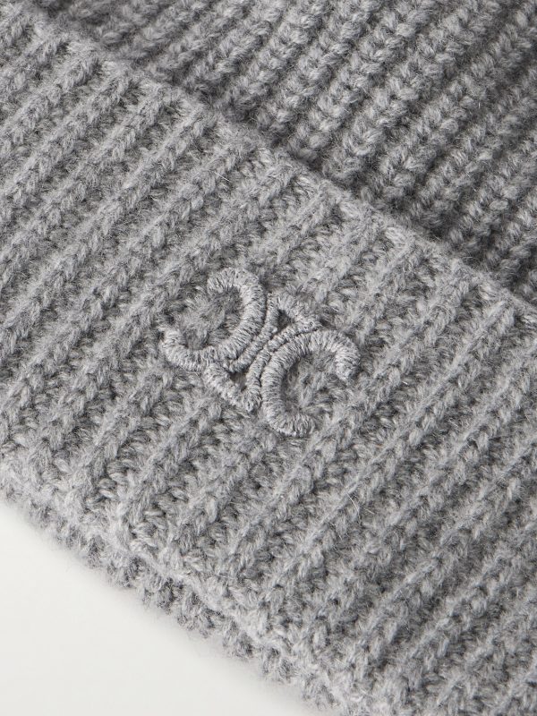 Logo-Embroidered Ribbed Cashmere Beanie - CU Logo-Embroidered Ribbed Cashmere Beanie - CU