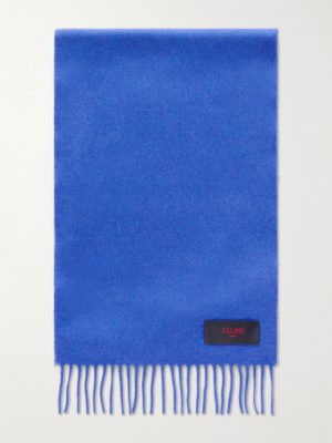 Logo-Appliquéd Fringed Cashmere Scarf Logo-Appliquéd Fringed Cashmere Scarf