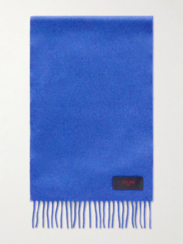 Logo-Appliquéd Fringed Cashmere Scarf Logo-Appliquéd Fringed Cashmere Scarf