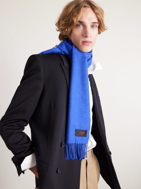 Logo-Appliquéd Fringed Cashmere Scarf - OU Logo-Appliquéd Fringed Cashmere Scarf - OU