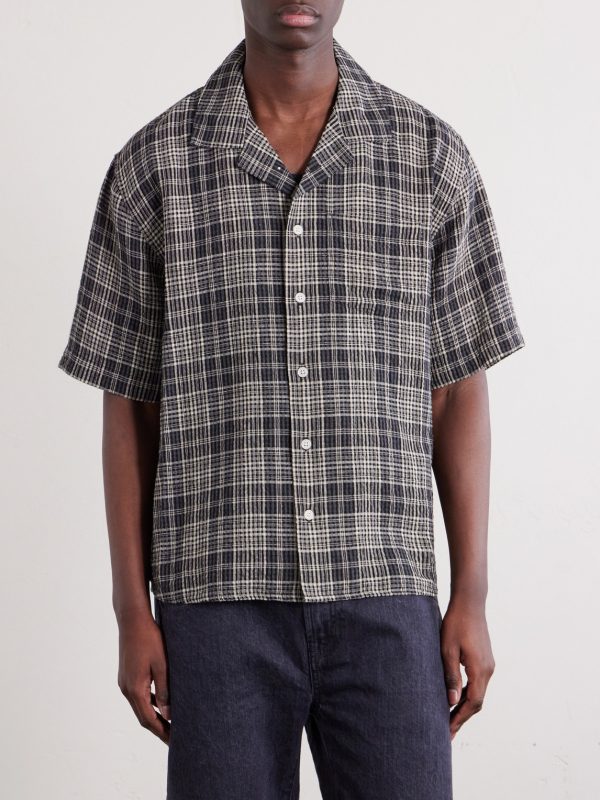 Camp-Collar Checked Seersucker Shirt - FR Camp-Collar Checked Seersucker Shirt - FR