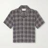 Camp-Collar Checked Seersucker Shirt Camp-Collar Checked Seersucker Shirt