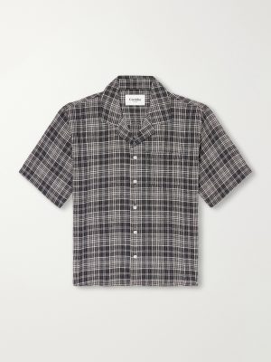 Camp-Collar Checked Seersucker Shirt Camp-Collar Checked Seersucker Shirt