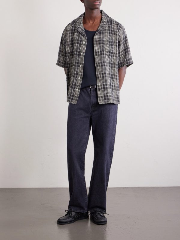Camp-Collar Checked Seersucker Shirt - OU Camp-Collar Checked Seersucker Shirt - OU
