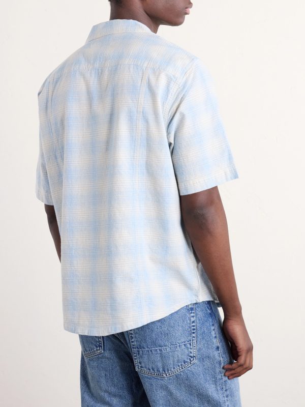 Camp-Collar Checked Cotton and Linen-Blend Shirt - BK