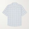 Camp-Collar Checked Cotton and Linen-Blend Shirt