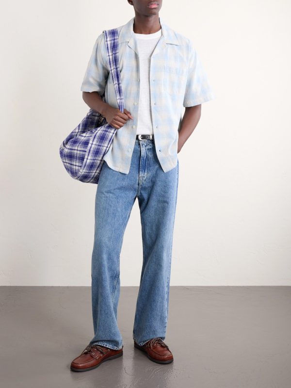 Camp-Collar Checked Cotton and Linen-Blend Shirt - OU