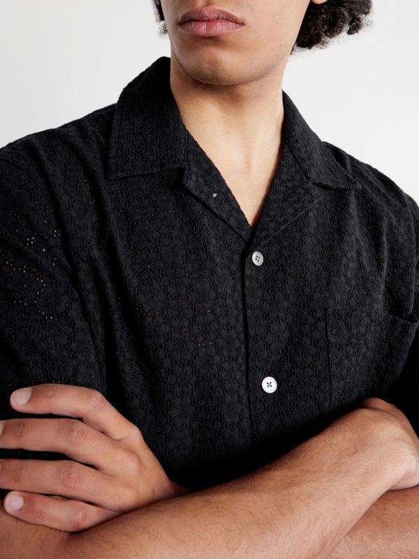 Camp-Collar Broderie Anglaise Cotton Shirt - CU