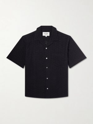 Camp-Collar Broderie Anglaise Cotton Shirt Camp-Collar Broderie Anglaise Cotton Shirt