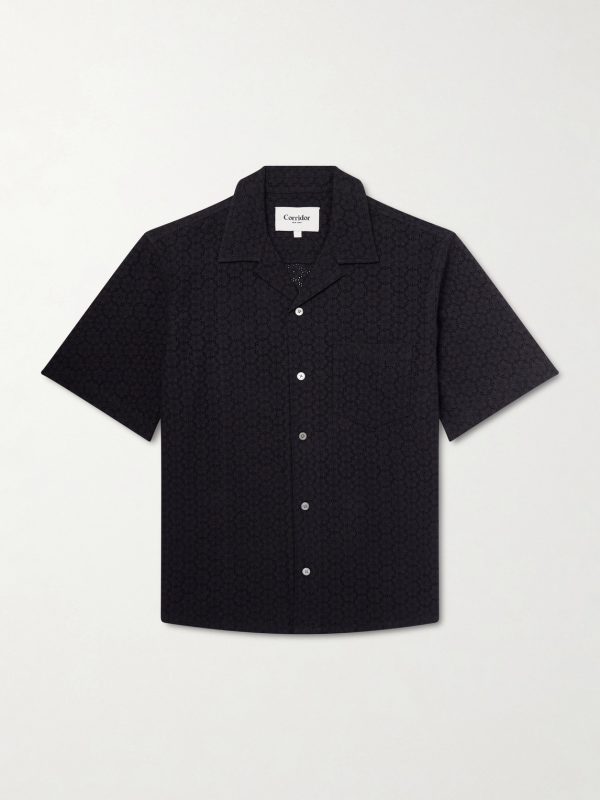 Camp-Collar Broderie Anglaise Cotton Shirt
