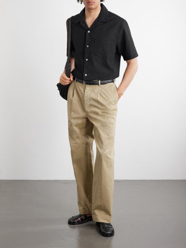 Camp-Collar Broderie Anglaise Cotton Shirt - OU
