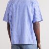 Camp-Collar Striped Linen and Cotton-Blend Shirt - BK Camp-Collar Striped Linen and Cotton-Blend Shirt - BK
