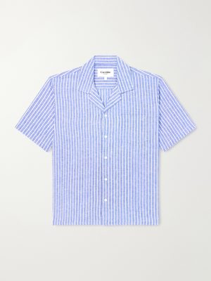 Camp-Collar Striped Linen and Cotton-Blend Shirt Camp-Collar Striped Linen and Cotton-Blend Shirt
