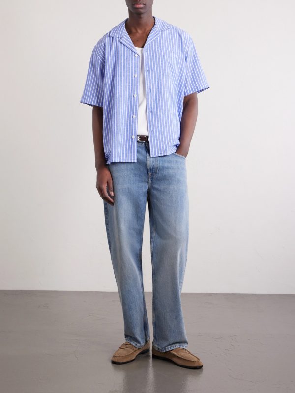 Camp-Collar Striped Linen and Cotton-Blend Shirt - OU Camp-Collar Striped Linen and Cotton-Blend Shirt - OU