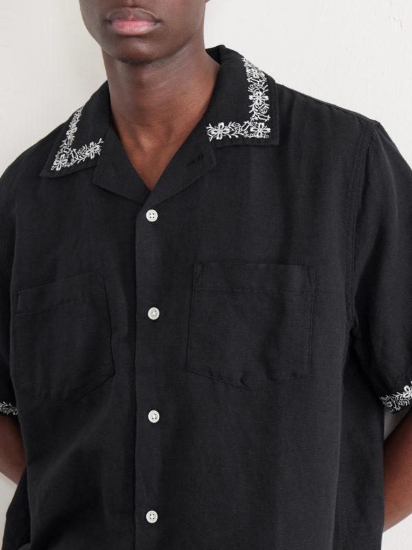 Harmony Camp-Collar Embroidered Linen and Cotton-Blend Shirt - CU