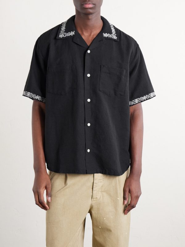 Harmony Camp-Collar Embroidered Linen and Cotton-Blend Shirt - FR
