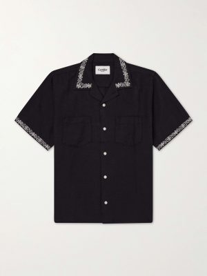 Harmony Camp-Collar Embroidered Linen and Cotton-Blend Shirt Harmony Camp-Collar Embroidered Linen and Cotton-Blend Shirt