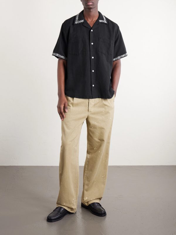 Harmony Camp-Collar Embroidered Linen and Cotton-Blend Shirt - OU