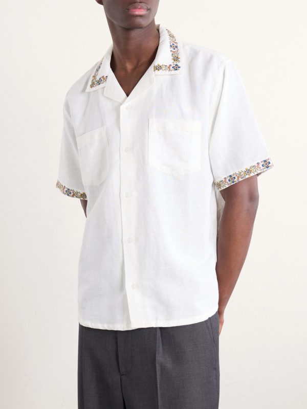 Harmony Camp-Collar Embroidered Linen and Cotton-Blend Shirt - FR