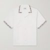 Harmony Camp-Collar Embroidered Linen and Cotton-Blend Shirt