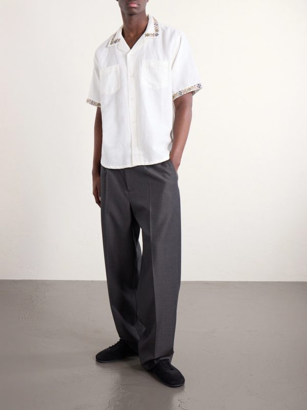 Harmony Camp-Collar Embroidered Linen and Cotton-Blend Shirt - OU