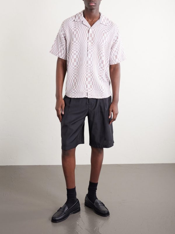 High Focus Camp-Collar Checked Cotton Shirt - OU