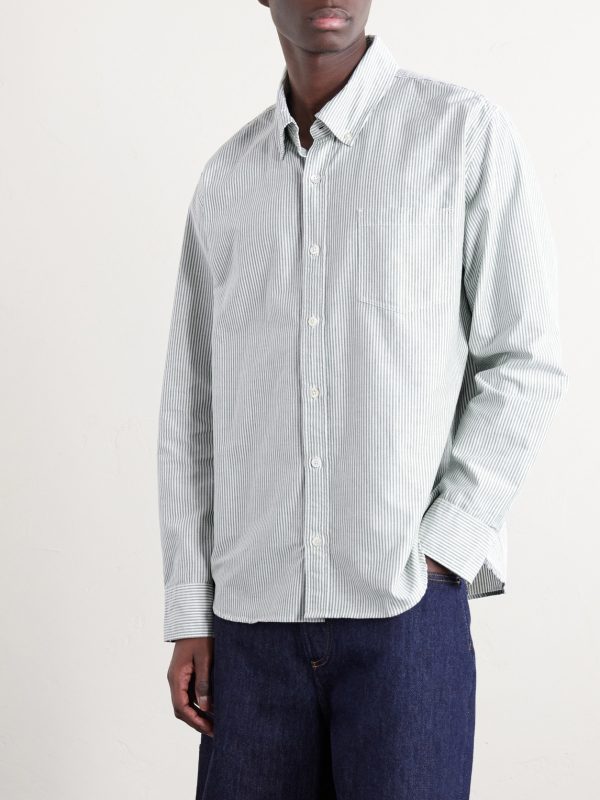 Button-Down Collar Striped Cotton Oxford Shirt - FR Button-Down Collar Striped Cotton Oxford Shirt - FR