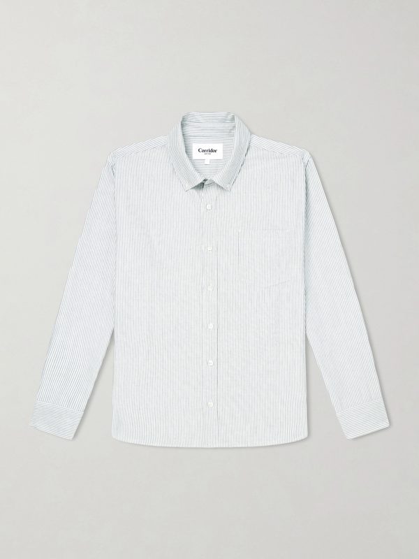 Button-Down Collar Striped Cotton Oxford Shirt Button-Down Collar Striped Cotton Oxford Shirt