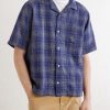 Camp-Collar Checked Cotton and Linen-Blend Gauze Shirt - FR