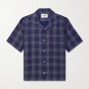 Camp-Collar Checked Cotton and Linen-Blend Gauze Shirt