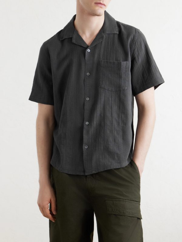 Convertible-Collar Checked Cotton Shirt - FR Convertible-Collar Checked Cotton Shirt - FR