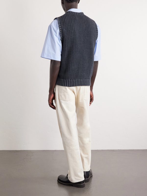 Open-Knit Cotton Vest - BK Open-Knit Cotton Vest - BK
