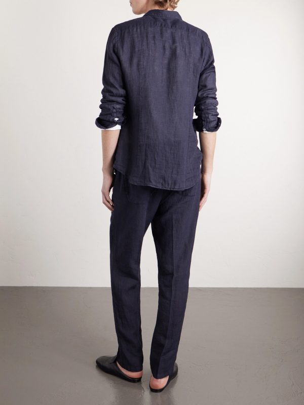 Mattia Straight-Leg Linen Drawstring Trousers - BK