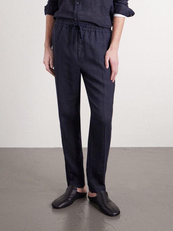 Mattia Straight-Leg Linen Drawstring Trousers - FR