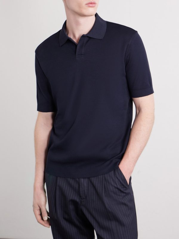 Pierre Honeycomb-Knit Cotton-Piqué Polo Shirt - FR Pierre Honeycomb-Knit Cotton-Piqué Polo Shirt - FR