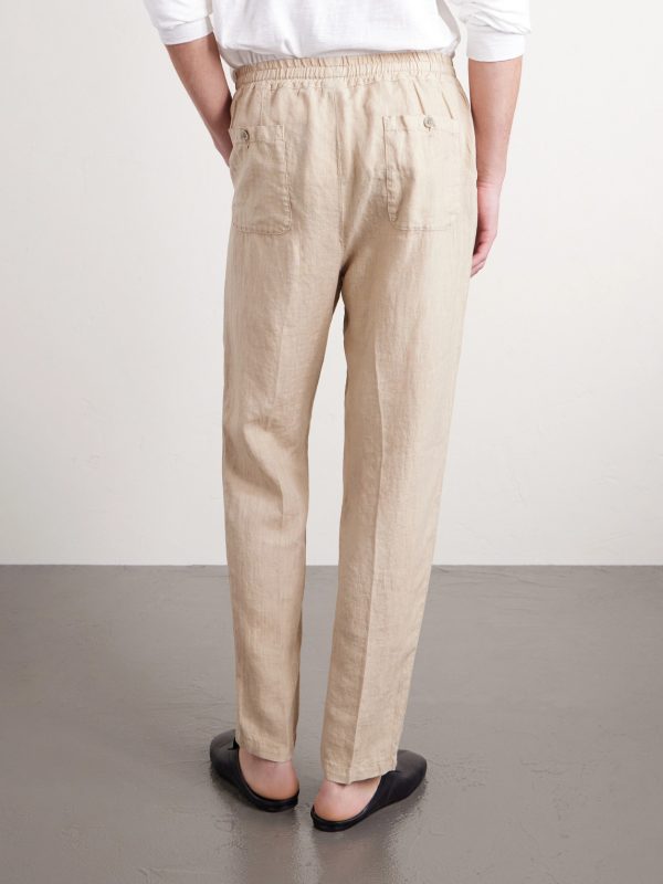 Mattia Straight-Leg Linen Drawstring Trousers - BK Mattia Straight-Leg Linen Drawstring Trousers - BK