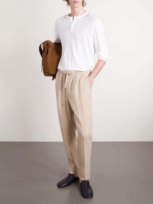 Mattia Straight-Leg Linen Drawstring Trousers - OU Mattia Straight-Leg Linen Drawstring Trousers - OU