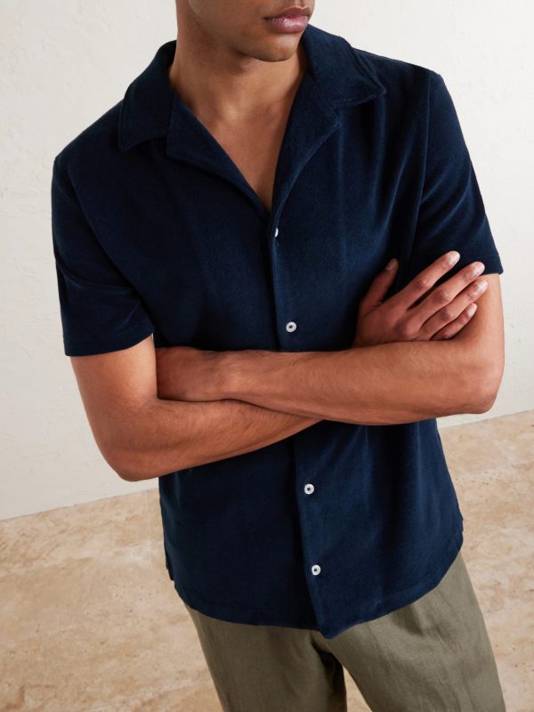 Harvey Camp-Collar Cotton-Terry Shirt - CU Harvey Camp-Collar Cotton-Terry Shirt - CU