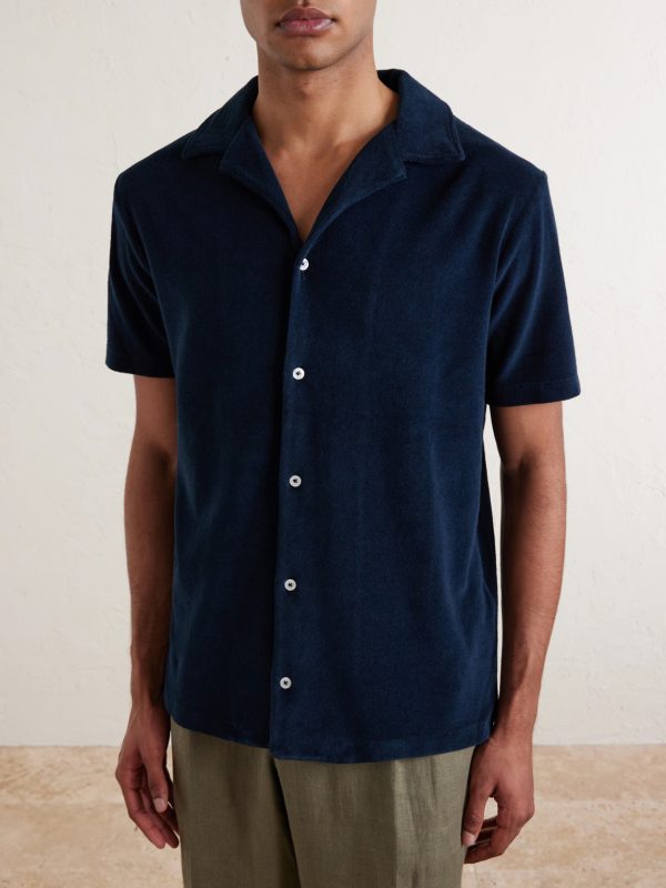 Harvey Camp-Collar Cotton-Terry Shirt - FR Harvey Camp-Collar Cotton-Terry Shirt - FR