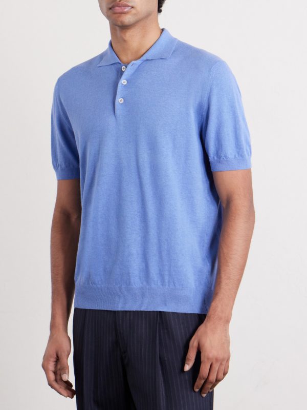Linen and Cotton-Blend Polo Shirt - FR Linen and Cotton-Blend Polo Shirt - FR