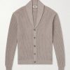 Shawl-Collar Ribbed Cotton and Cashmere-Blend Cardigan Shawl-Collar Ribbed Cotton and Cashmere-Blend Cardigan
