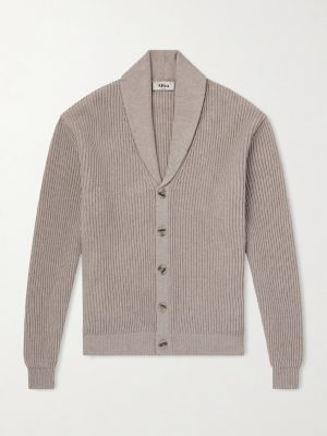 Shawl-Collar Ribbed Cotton and Cashmere-Blend Cardigan