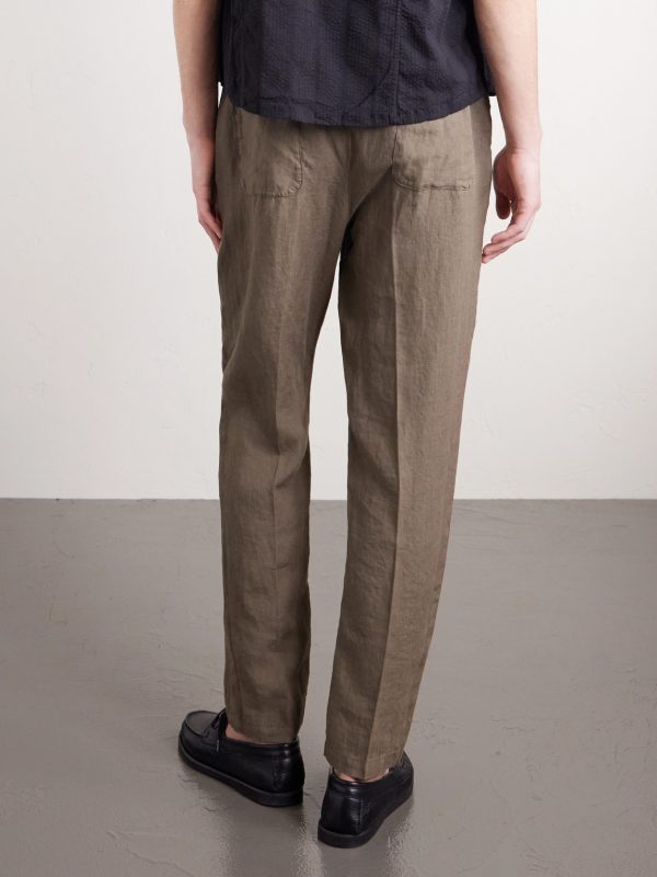 Mattia Straight-Leg Linen Drawstring Trousers - BK