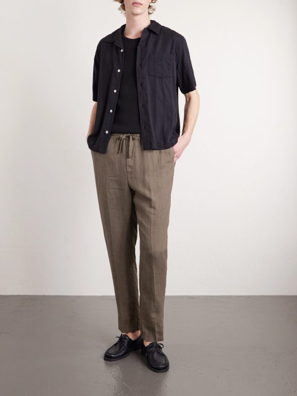 Mattia Straight-Leg Linen Drawstring Trousers - OU
