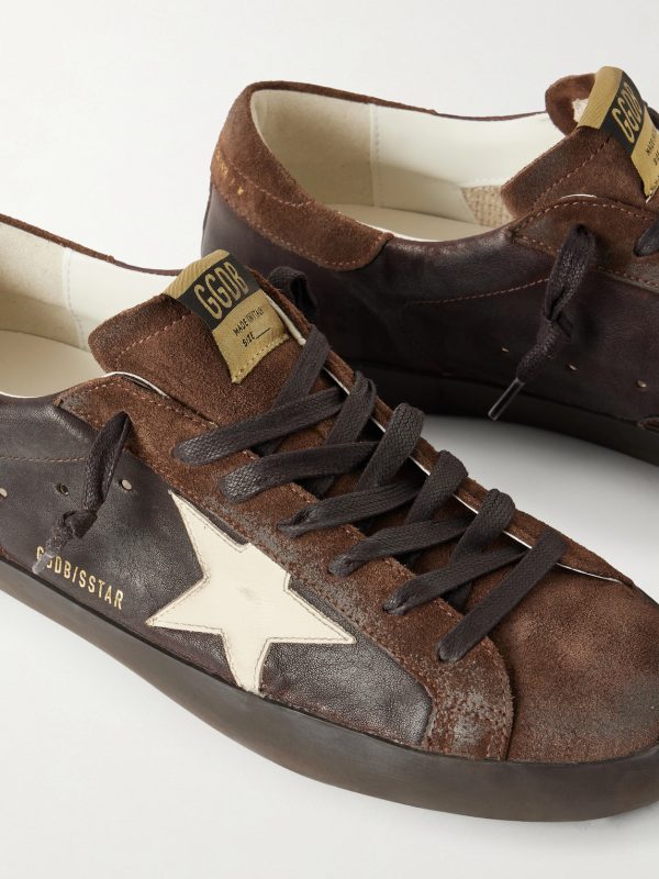 Super-Star Distressed Suede-Trimmed Leather Sneakers - CU Super-Star Distressed Suede-Trimmed Leather Sneakers - CU