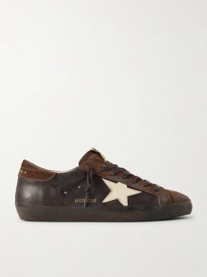 Super-Star Distressed Suede-Trimmed Leather Sneakers Super-Star Distressed Suede-Trimmed Leather Sneakers