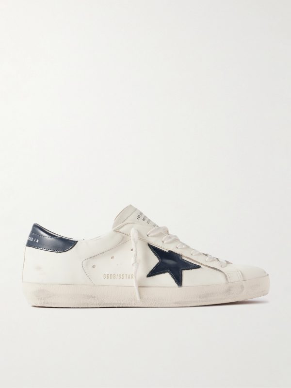 Super-Star Distressed Glossed-Trimmed Leather Sneakers Super-Star Distressed Glossed-Trimmed Leather Sneakers