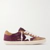 Super-Star Distressed Leather-Trimmed Suede Sneakers Super-Star Distressed Leather-Trimmed Suede Sneakers