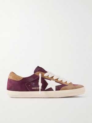 Super-Star Distressed Leather-Trimmed Suede Sneakers Super-Star Distressed Leather-Trimmed Suede Sneakers